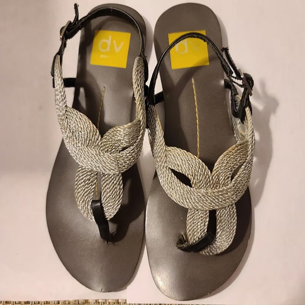 Dolce Vito Silver Strappy Sandals Size 6.5